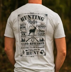 Hunting Rules Shirt - Funny Deer Hunter Tee, Camo Required, Outdoors gift